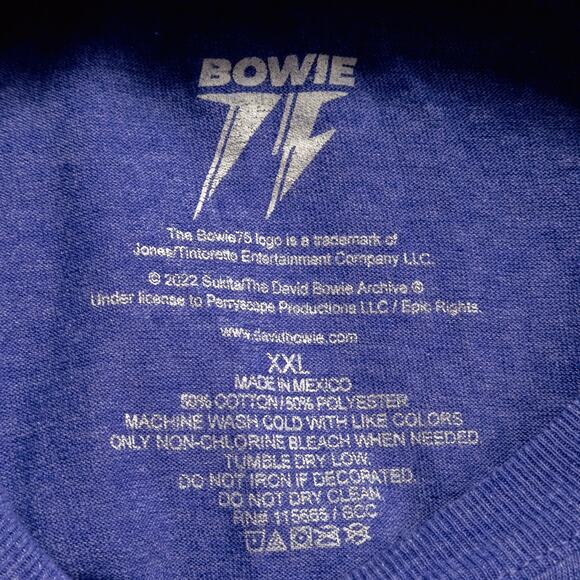 David Bowie Unisex T-Shirt Y2K Glam Retro Inspired Tee Graphic Print Blue XXL - Picture 7 of 7